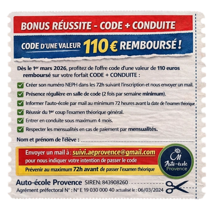 Réussis ton code du premier coup et nous te remboursons ta formation code